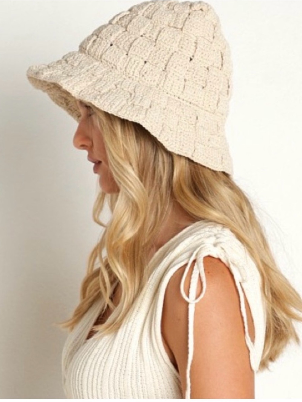 Cleobella Cream Crochet Bucket Hat